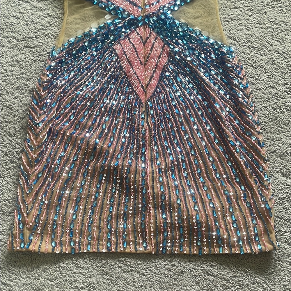 NWT Portia and Scarlett Pink and Blue Sequin Bustier Mini Dress PS23730C - Picture 5 of 7